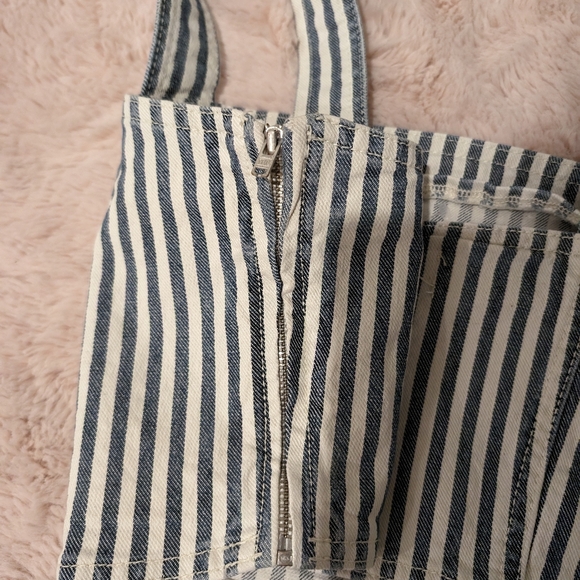 NWOT Zara Striped Jean Crop Top With Side Zipper Size EUR L - Picture 3 of 4